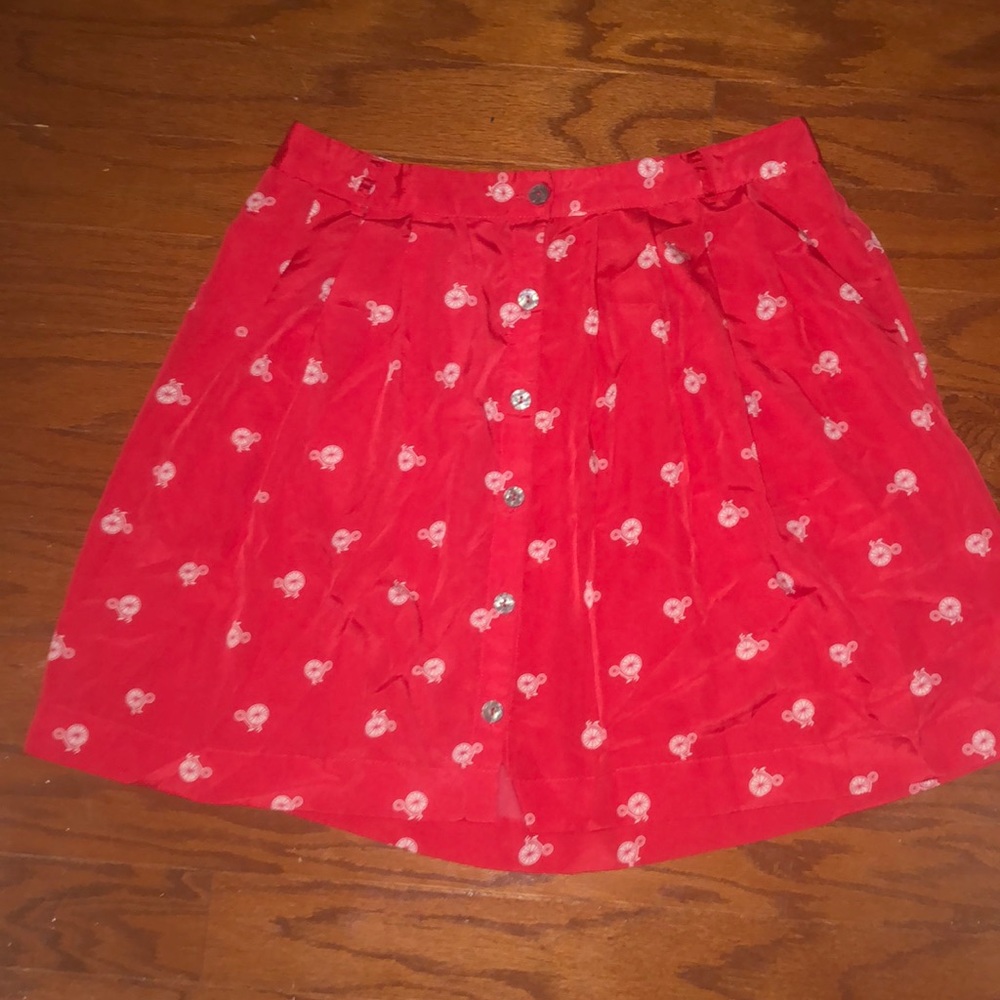 Front button down skirt with bicycles